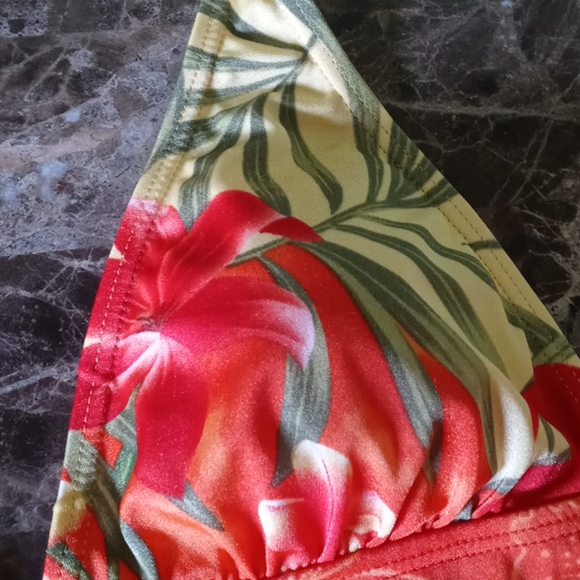 Aqua Couture Orange Tropical Pattern Bikini Top Women’s Size Large - Picture 3 of 7